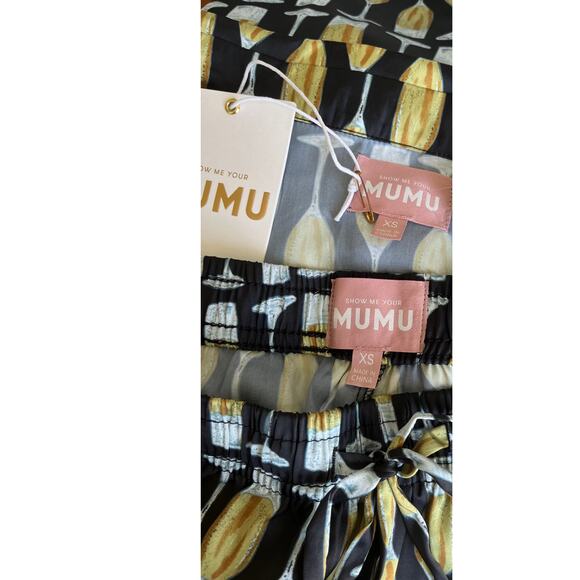 NEW NWT Show Me Your Mumu Classic PJ Set Champagne Silky Size XS - Picture 4 of 6